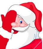 Cartoon Santa covering one eye