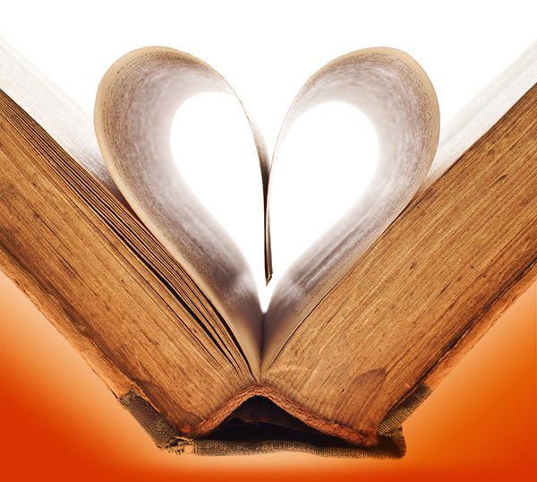 Tell-us-your-story Book folded into heart